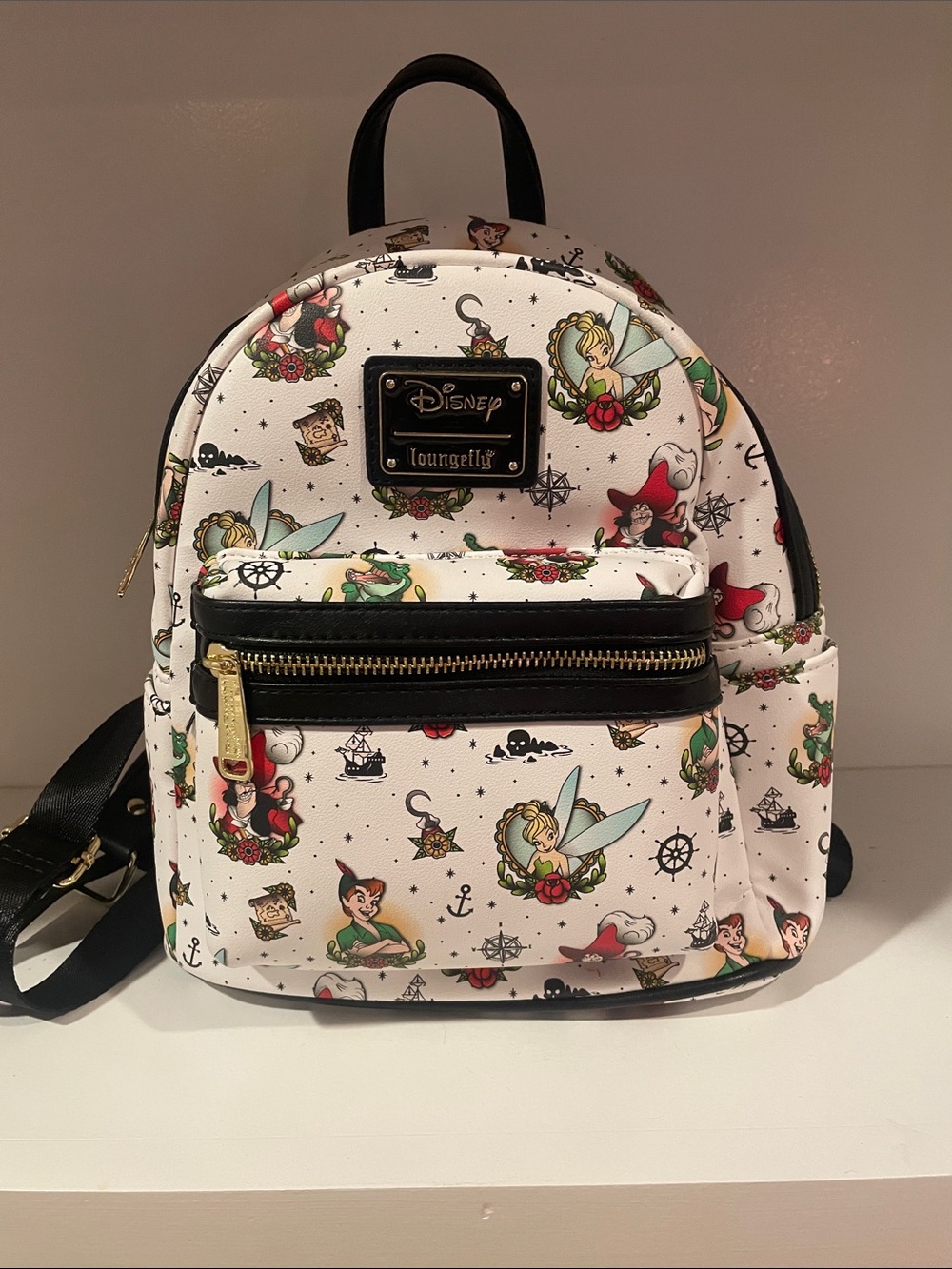 Loungefly White Disney Peter Pan Tattoo Print Mini Backpack